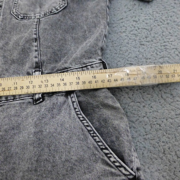 GAP Denim Jumpsuit Womens 8 Short Sleeve Button Front Acid Wash Gray One Piece - Picture 6 of 11
